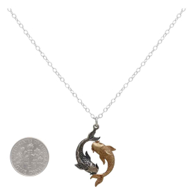 Mixed Metal Double Koi Necklace with Dime