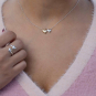 Mixed Metal Claddagh Heart Festoon Necklace on model