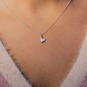 Sterling Silver Small Puffy Heart Necklace on model