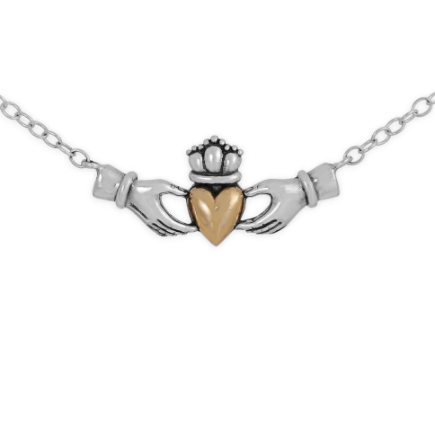 Nina Designs Mixed Metal Claddagh Heart Festoon Necklace