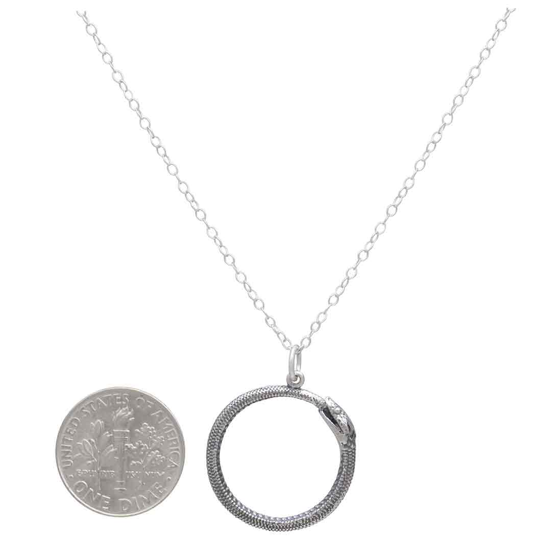 Sterling Silver 18 Inch Ouroboros Snake Necklace