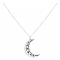 Sterling Silver Mandala Moon Necklace Front View