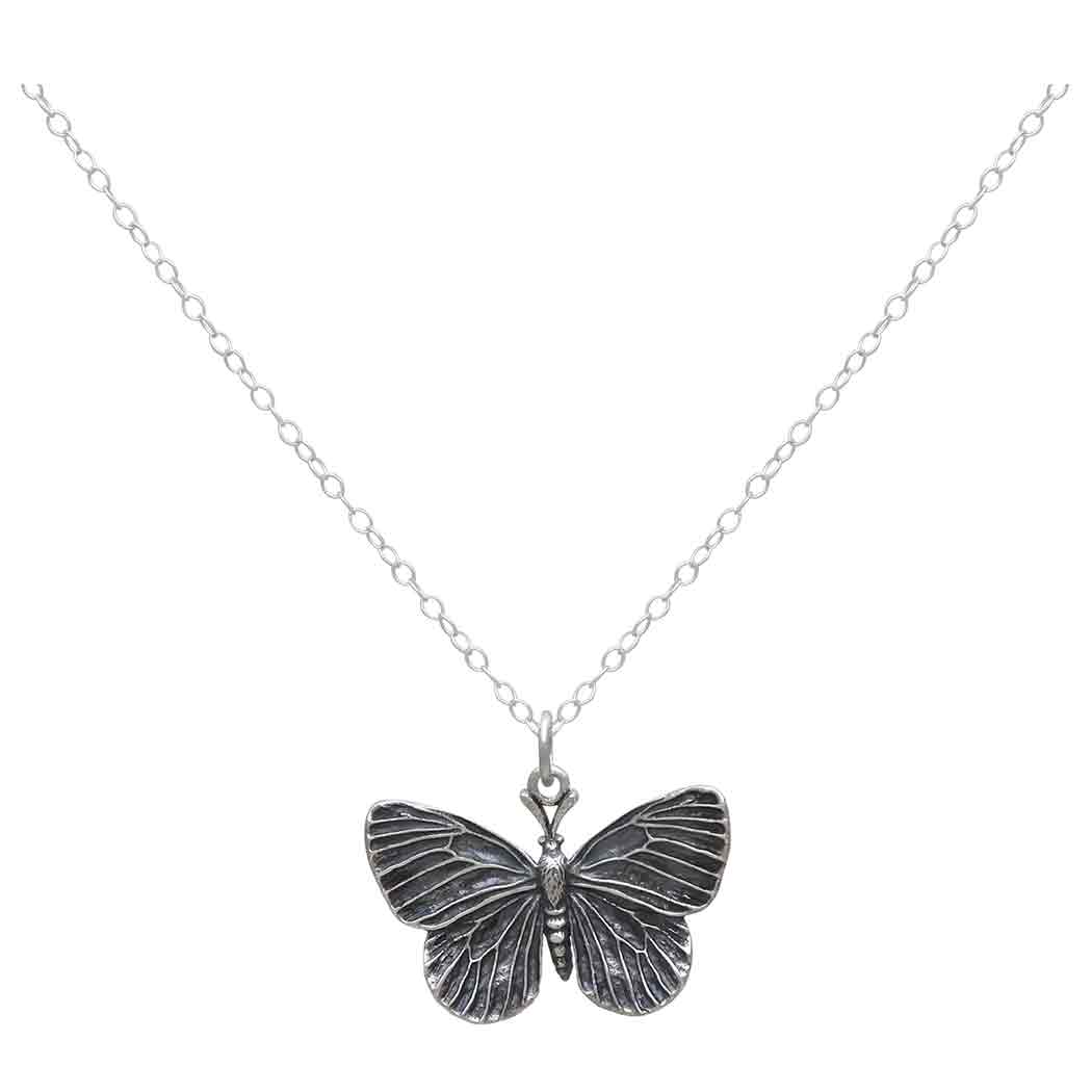 Sterling Silver 18 Inch Dimensional Butterfly Necklace