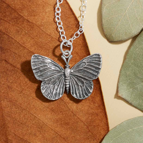 Sterling Silver Dimensional Butterfly Necklace