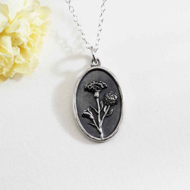 Sterling Silver Carnation Birthflower Necklace - January