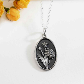 Sterling Silver Daisy Birthflower Necklace - April