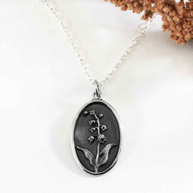 Sterling Silver Lily of the Valley Birthflower Necklace- May