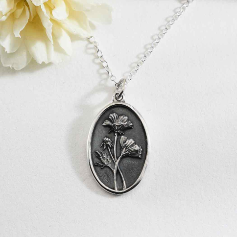 Sterling Silver Cosmo Birthflower Necklace - October