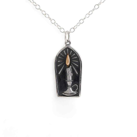 Sterling Silver Candle with Bronze Flame Necklace