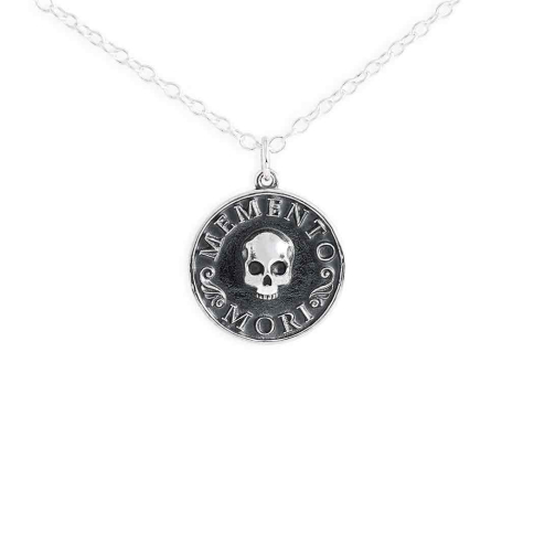 Sterling Silver Memento Mori Skull Necklace