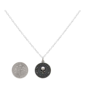 Sterling Silver Memento Mori Skull Necklace with Dime