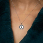 Sterling Silver Memento Mori Skull Necklace on model
