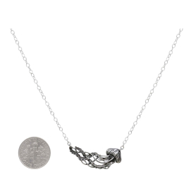 Sterling Silver Dimensional Jellyfish Festoon Necklace with Dime