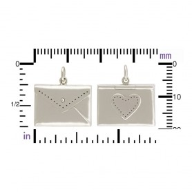 Sterling Silver Envelope Locket Pendant with Heart 19x18mm