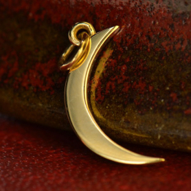 14K Gold Charm - Moon in Solid Gold 22x8mm