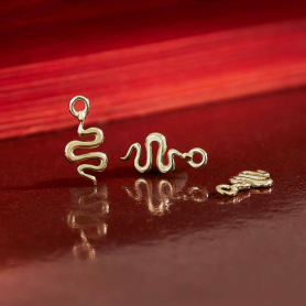 Solid 14K Gold Tiny Snake Charm 10x5mm no jumpring