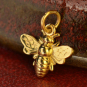 14K Gold Charm - Small Bee in Solid Gold 14x12mm