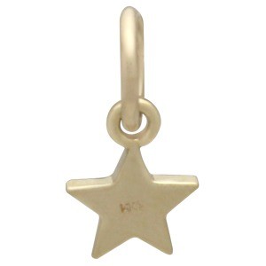 14K Solid Gold - Tiny Star in Solid Gold 12x6mm