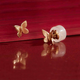 Solid 14K Gold Butterfly Post Earrings 6x6mm