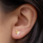 Solid 14K Gold Butterfly Post Earrings on Ear