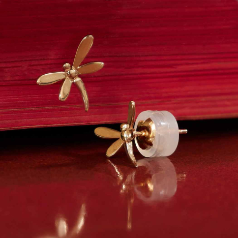 Solid 14K Gold dragonfly post earring