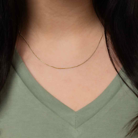 14K Solid Gold Delicate Chain on model