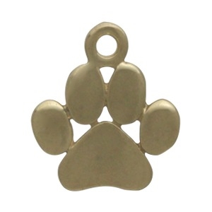 Solid 14K Gold - Paw Print Charm no Jumpring