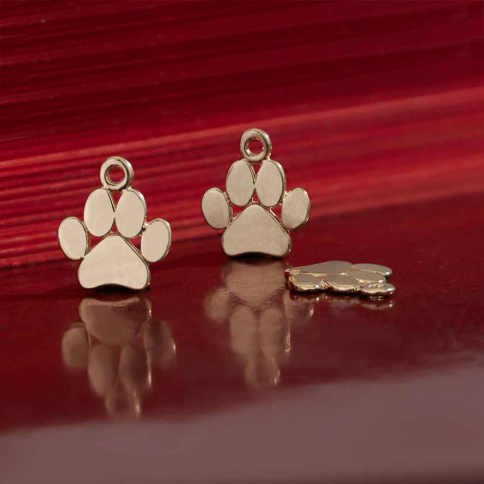 Solid 14K Gold Paw Print Charm