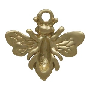  Solid 14K Gold - Small Bee Charm no Jumpring