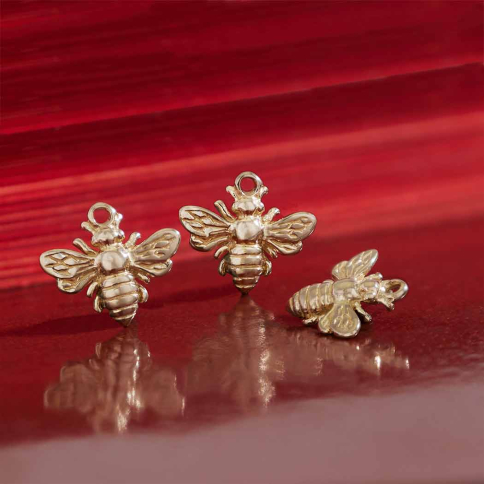 Solid 14K Gold bee charm