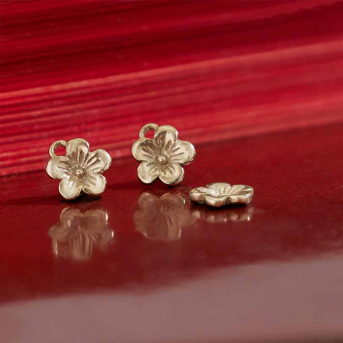 Solid 14K Gold cherry blossom charm