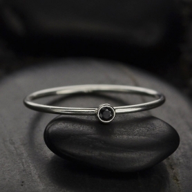 Sterling Silver Ring - Birthstone Ring - Black