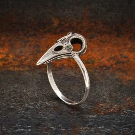 Sterling Silver Raven Skull Ring