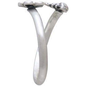 Sterling Silver Bee and Cherry Blossom Adjustable Ring