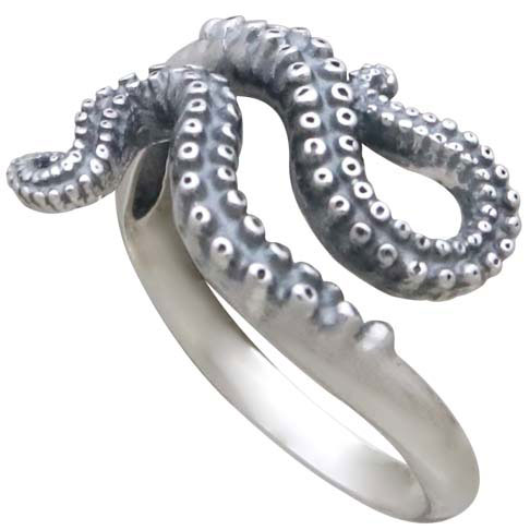 Sterling Silver Octopus Tentacle Adjustable Ring