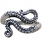 Sterling Silver Octopus Tentacle Adjustable Ring front