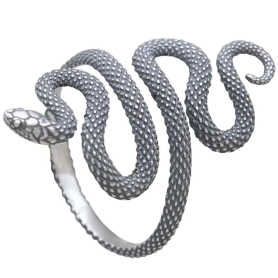 Sterling Silver Textured Adjustable Snake Ring top view