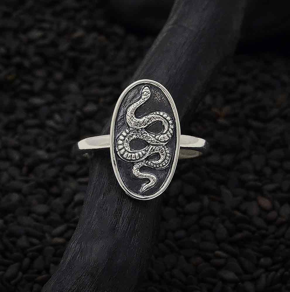 925 Sterling Silver Jormungand Midgard Serpent Ring - Norse Spirit