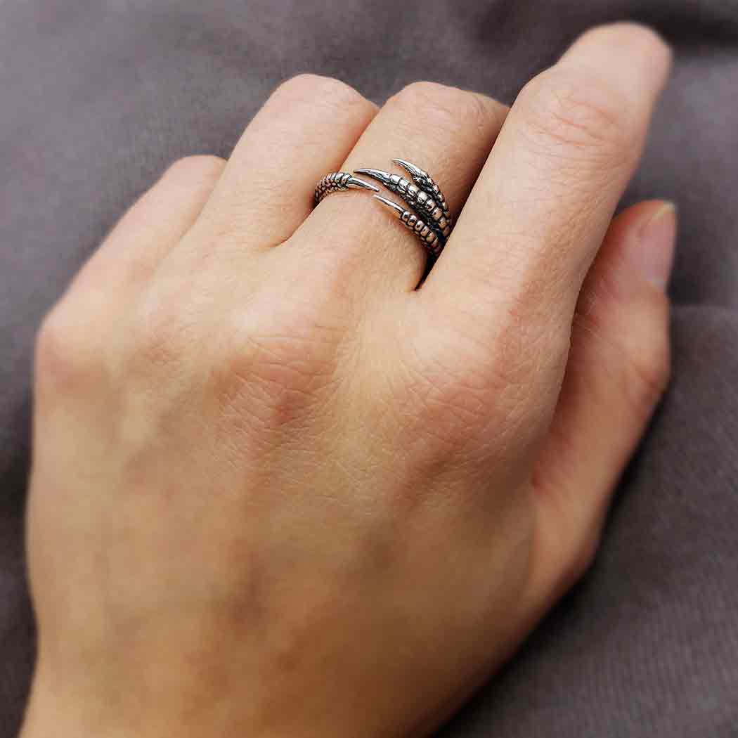 Sterling Silver Adjustable Bird Claw Ring