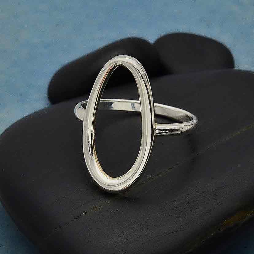 One size Simple Ring Organic Ring Sterling Silver Size 7 Ring Open Oval Ring