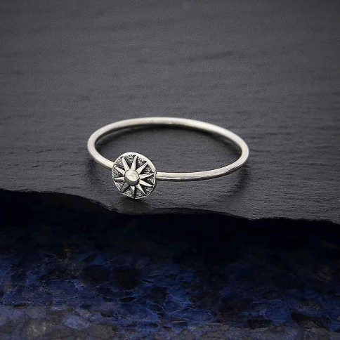 Sterling Silver Raised Sun Stacking Ring