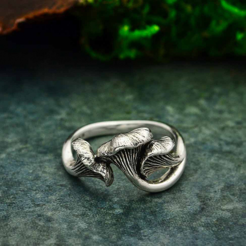 Sterling Silver Chanterelle Mushroom Ring