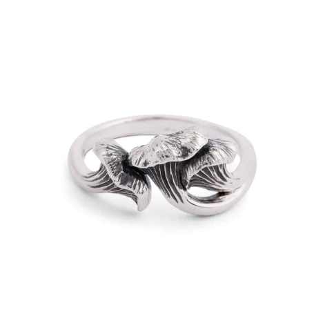 Sterling Silver Chanterelle Mushroom Ring white background