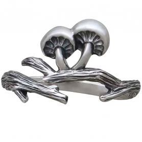 Sterling Silver Adjustable Branch and Mushroom Ring 21x3mm
