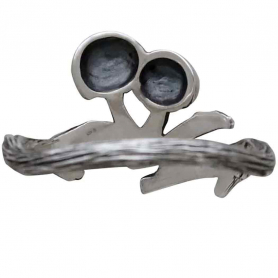 Sterling Silver Adjustable Branch and Mushroom Ring 21x3mm