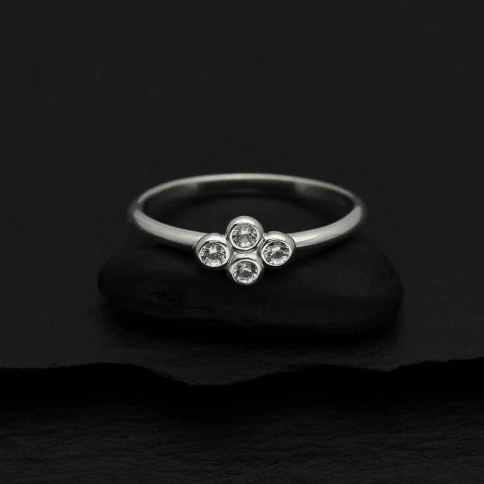 Sterling Silver Clear Cluster Nano Gem Ring