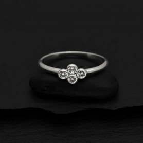 Sterling Silver Clear Cluster Nano Gem Ring DISCONTINUED