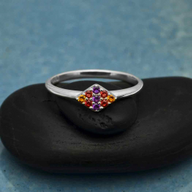 Sterling Silver Colorful Diamond Shaped Nano Gem Ring DISCONTINUED