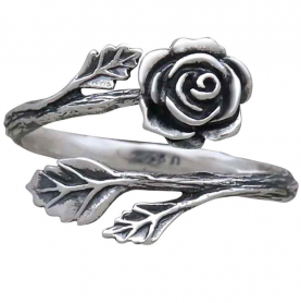 Sterling Silver Rose Adjustable Ring
