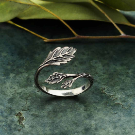 Nina Designs Sterling Silver Adjustable Leaf Ring 